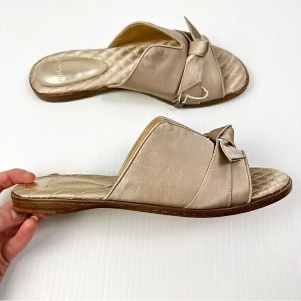ALEXANDRE BIRMAN womens size 8.5 Clarita bow-embellished satin slides